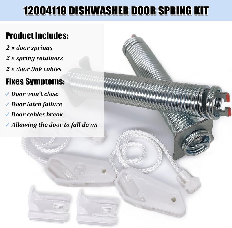 eHuangTools UPGRADED 12004119 Dishwasher Door Spring & Cable Set - Dishwasher Door Hinge Replacement 00754866, AP5953108, PS10061222, PD00041424 - Image 2
